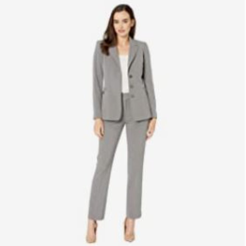 Tahari Suit Jacket & Pants in Heather Grey, Size 2